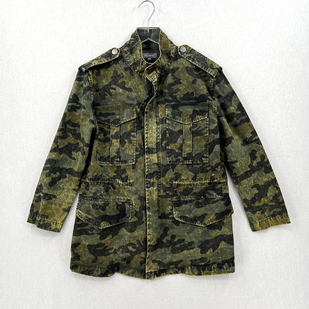 DL1961 Beekman Jacket Jacket Women XS Green Camo Utility Military Field Cotton - Picture 2 of 16